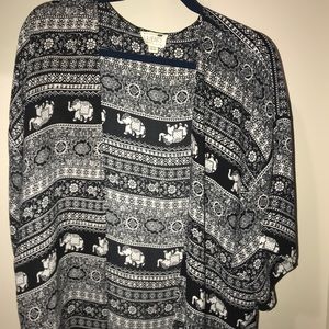 Boho Elephant Print Kimono